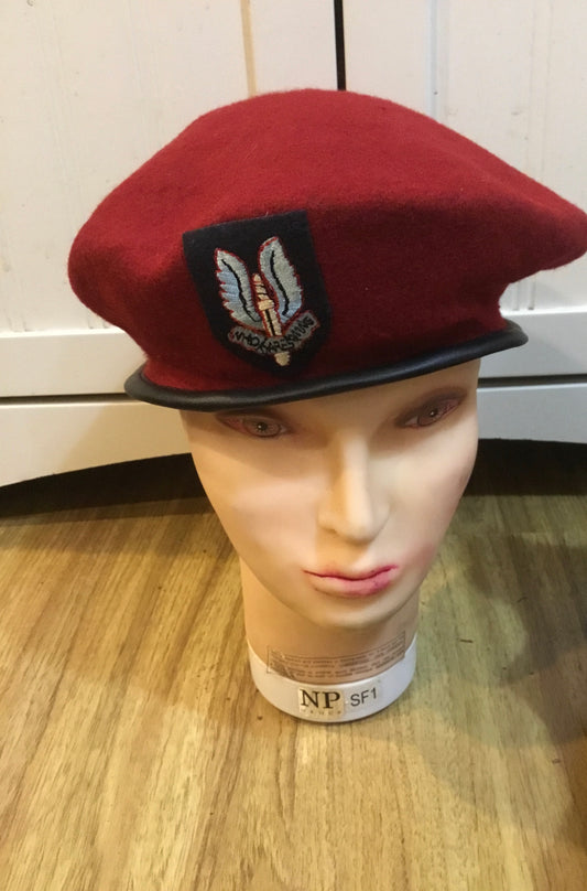 Military style beret with SAS embroidered badge.