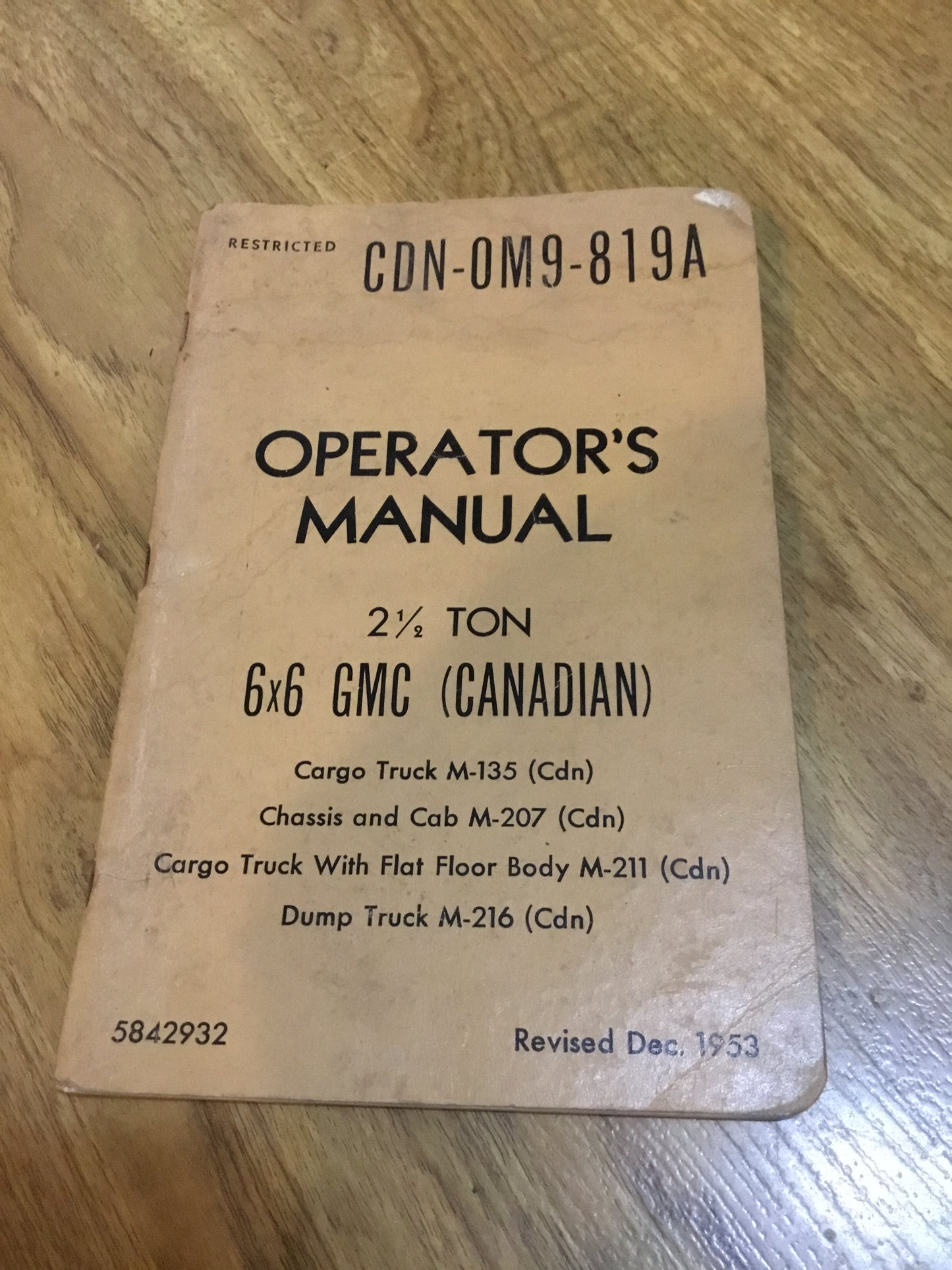 1953 Operators Manual 2 1/2 Ton 6x6 GMC Canadian