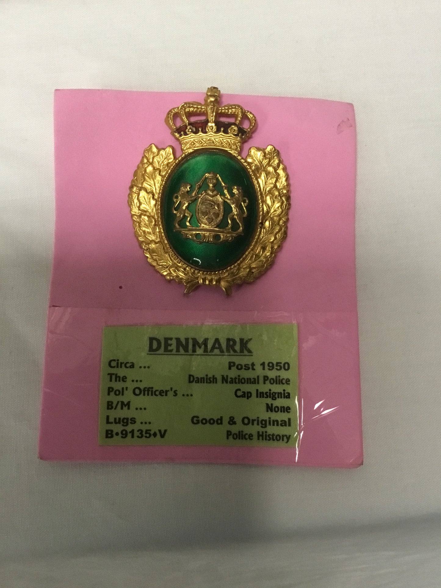 Danish National /State Police  Cap Badge