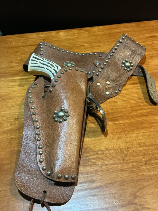 Vintage 1960s-70s Pony Boy Cap Gun with Leather Holster