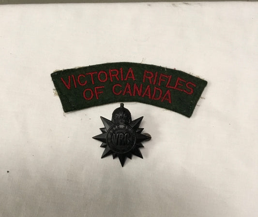 Victoria Rifles Hat badge and Shoulder Title King’s Crown