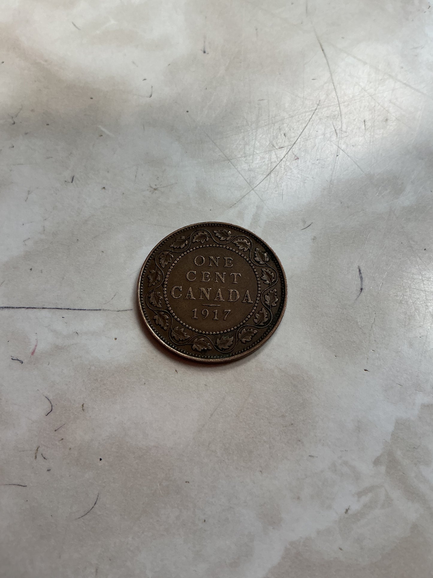 1917 Canada One 1 Cent George V Large Penny Coin