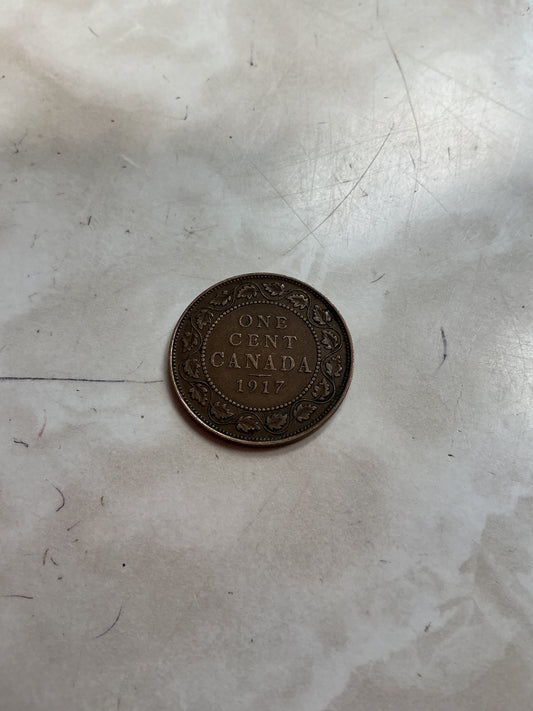 1917 Canada One 1 Cent George V Large Penny Coin