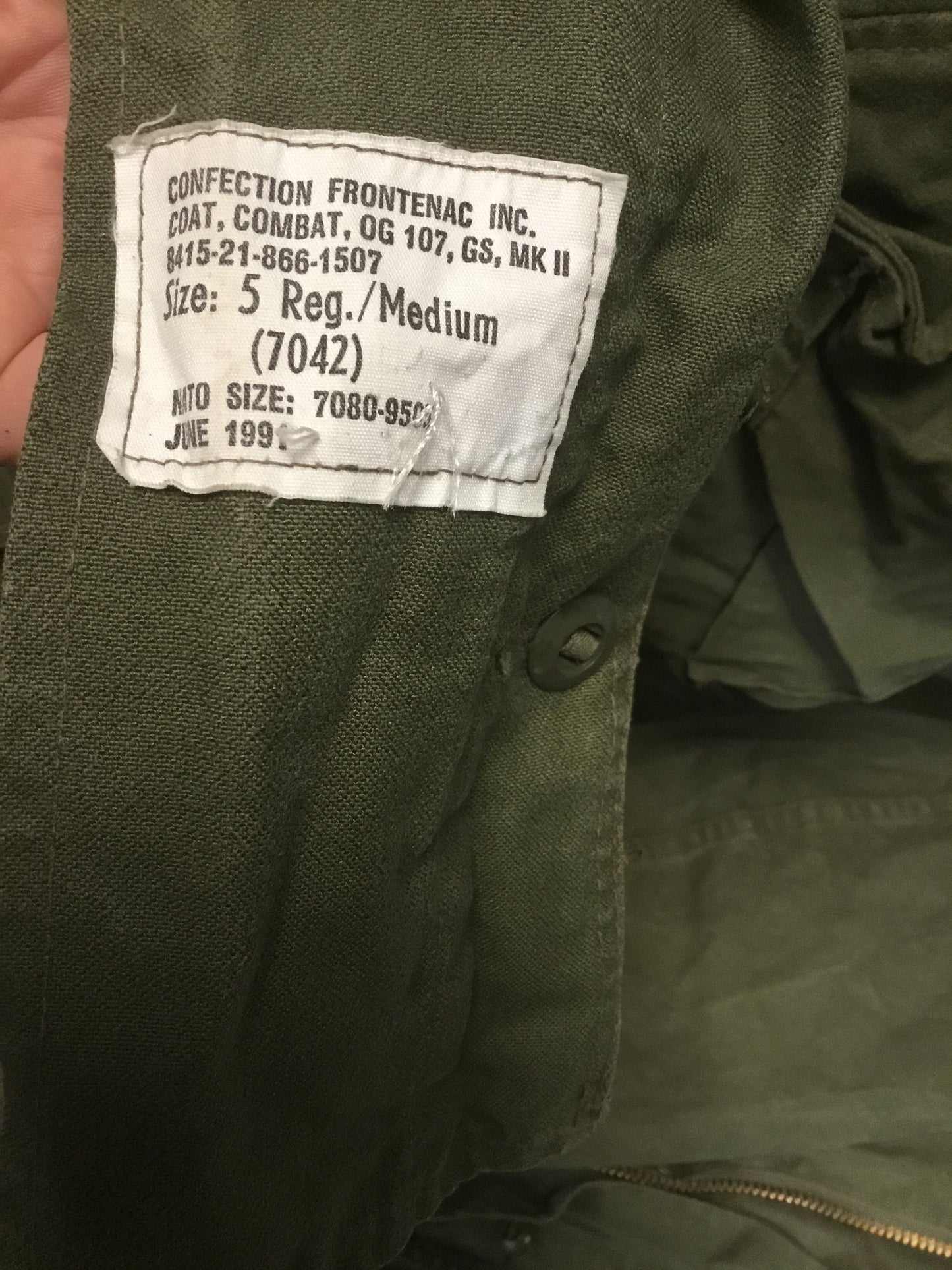 Vintage Canadian Army Combat/ Bush Jacket with removable liner ,size medium