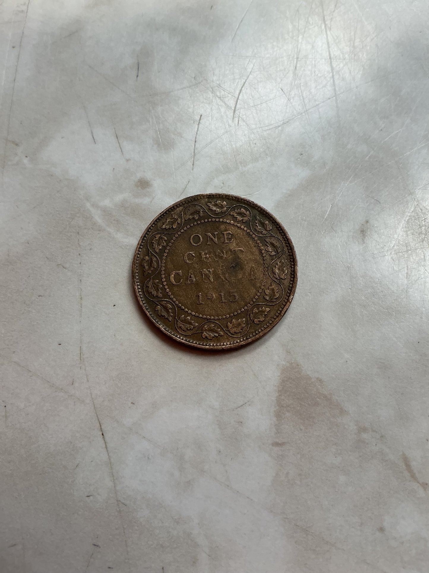 1915 Canada One 1 Cent George V Large Penny Coin. Ungraded .