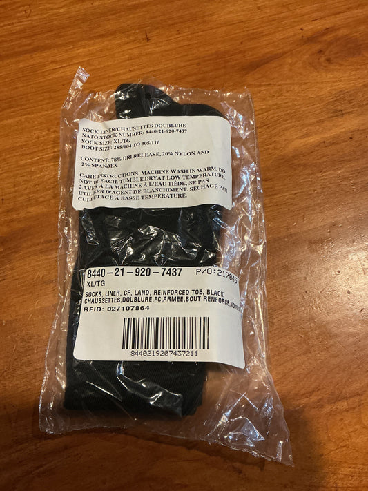 Canadian Military Black Sock Liners size X large