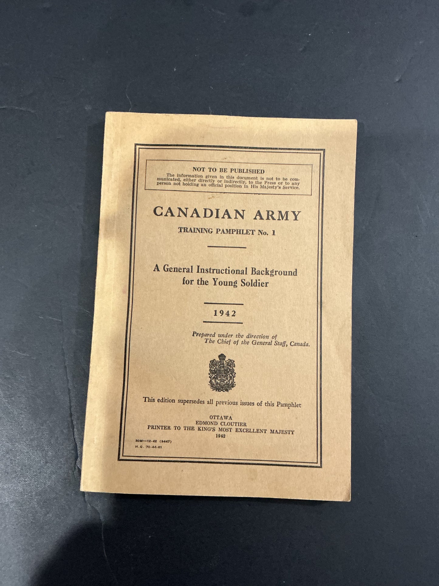 1942 General Instructional Background for the  Young Soldier (Canadian Army Training Pamphlet No. 1)