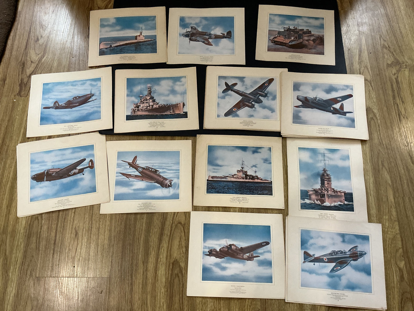 Lot of 35 British WW11 Prints of Battle Ships and Planes