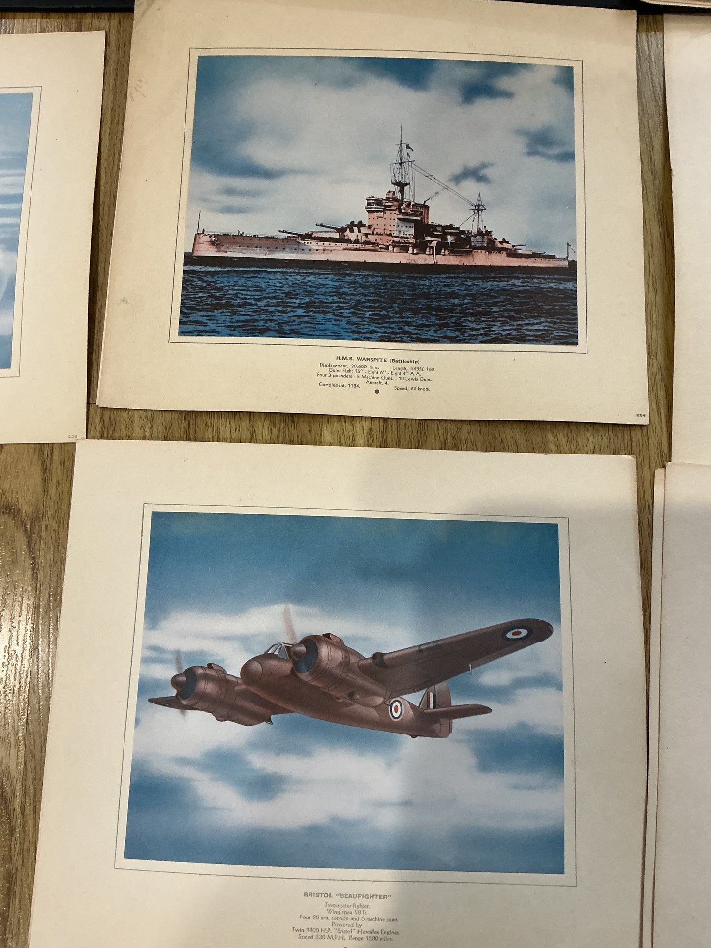 Lot of 35 British WW11 Prints of Battle Ships and Planes