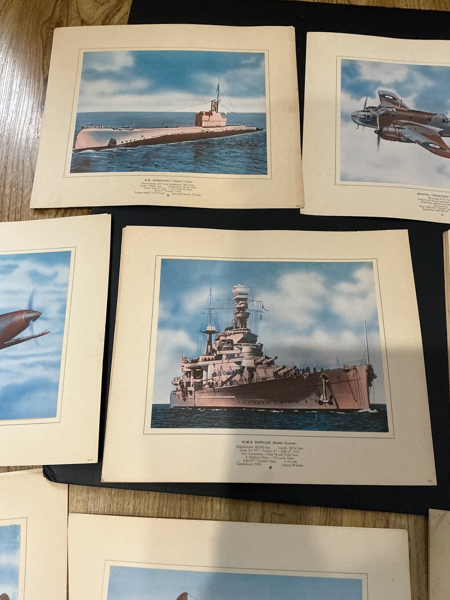 Lot of 35 British WW11 Prints of Battle Ships and Planes