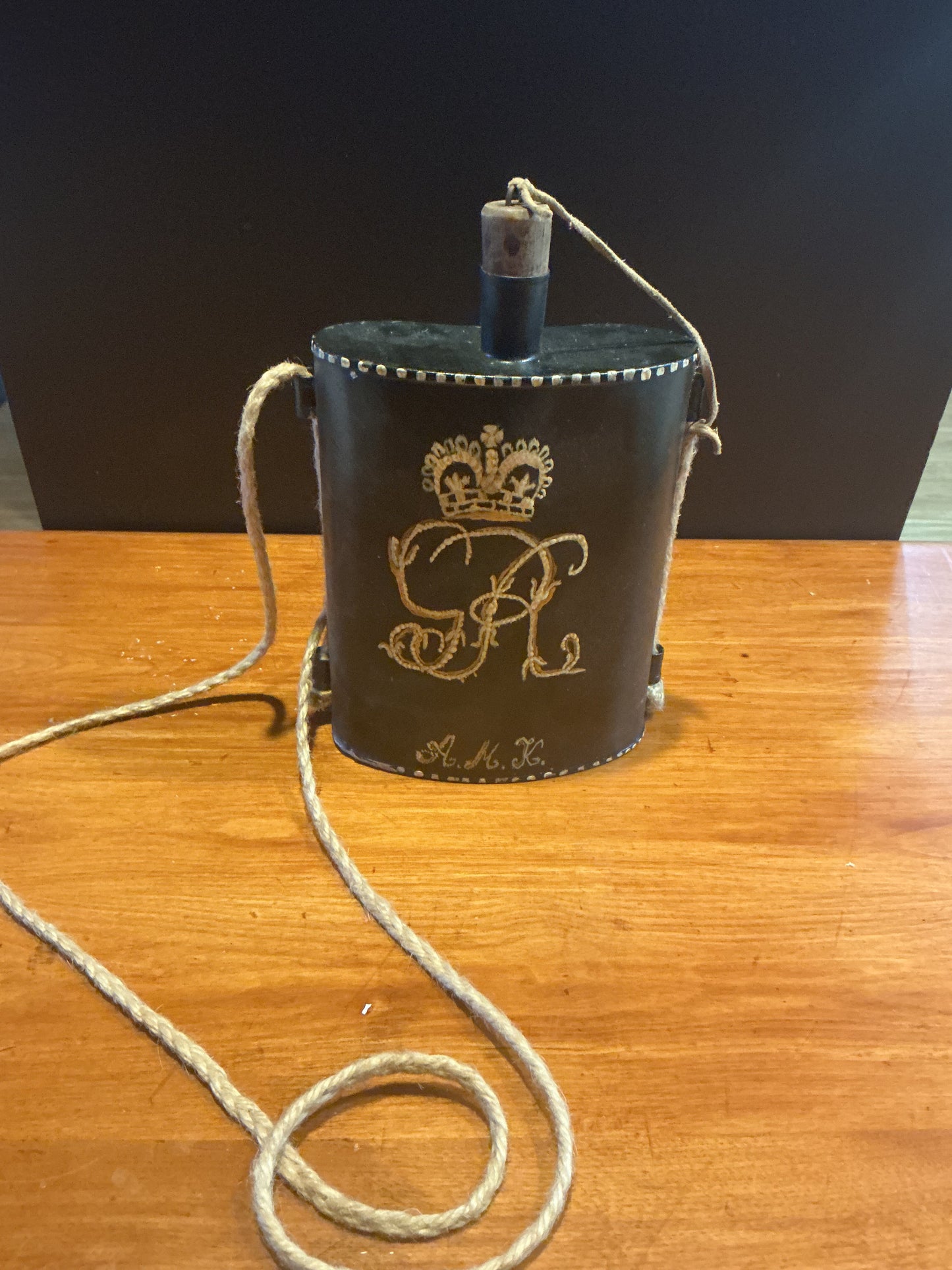 Vintage reenactors Tin Canteen , Hand Painted
