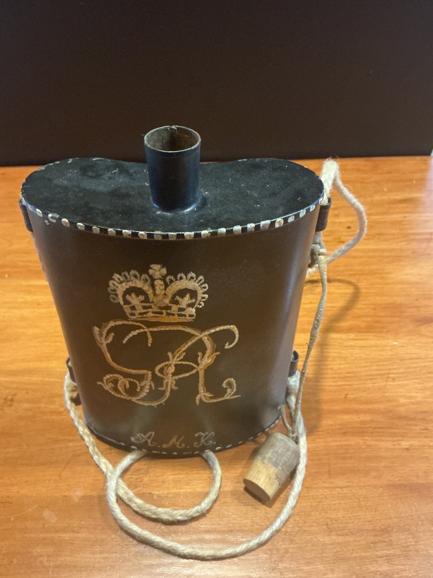 Vintage reenactors Tin Canteen , Hand Painted