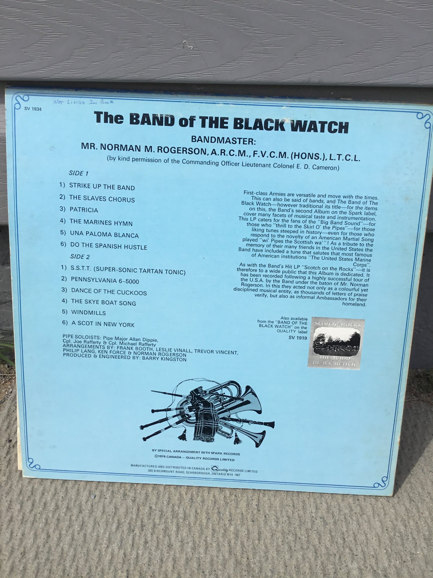 The Band Of The Black Watch: Strike Up The Band LP VG++ Canada Birchmount BM 842