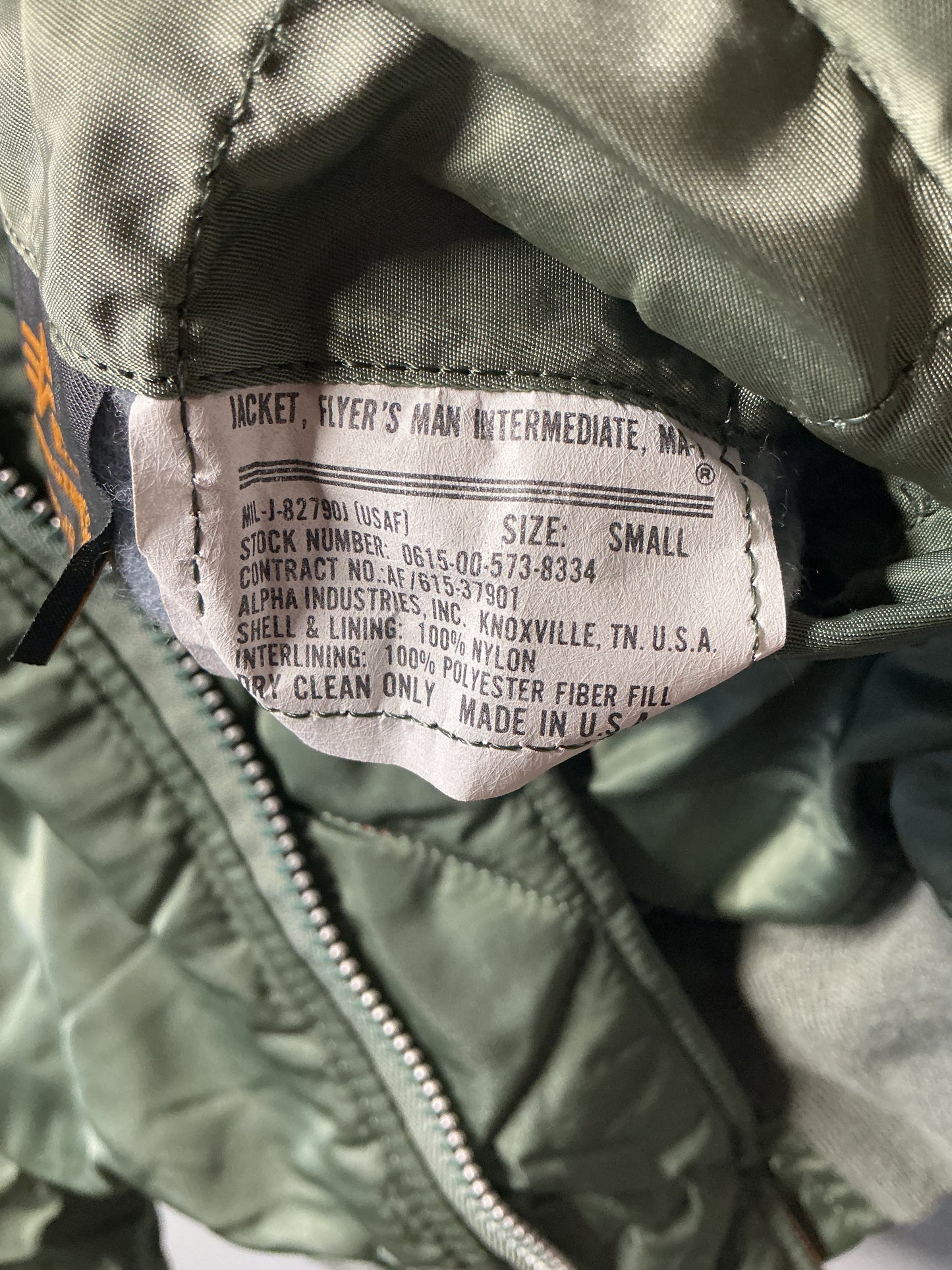 Alpha MA-1 Bomber Jacket Size Small