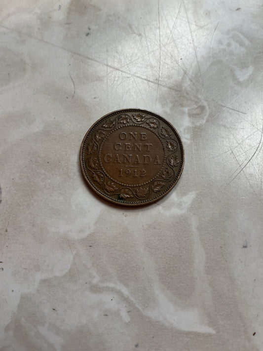 1912 Canada ;One 1 Cent George V Large Penny Coin. Ungraded .