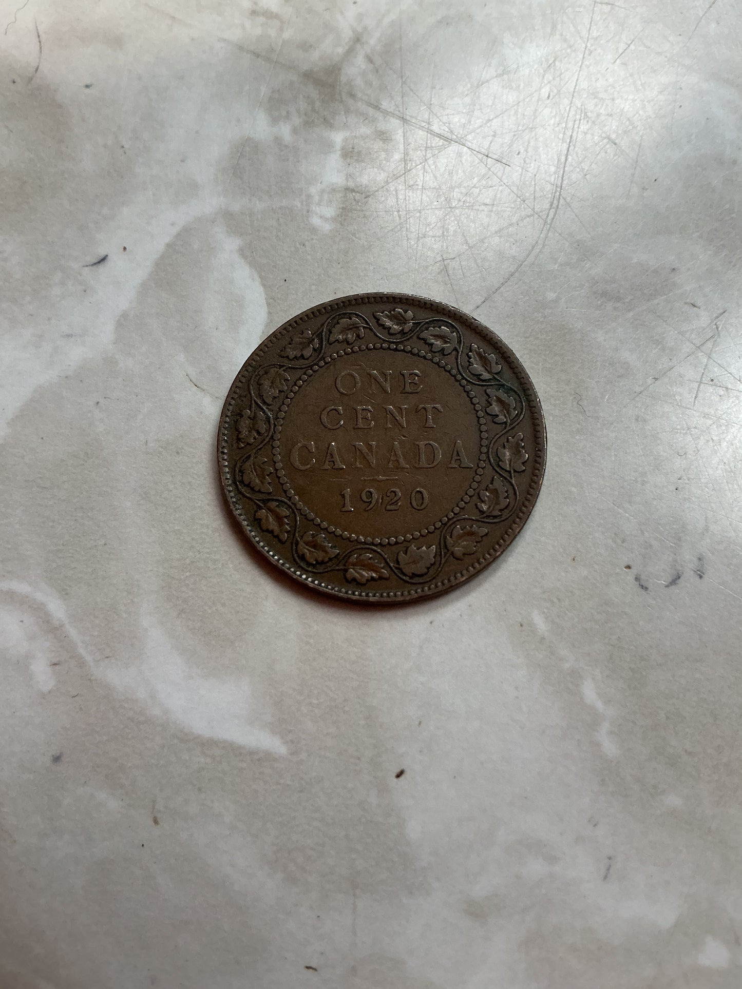 1920 Canada One 1 Cent George V Large Penny Coin. Ungraded .