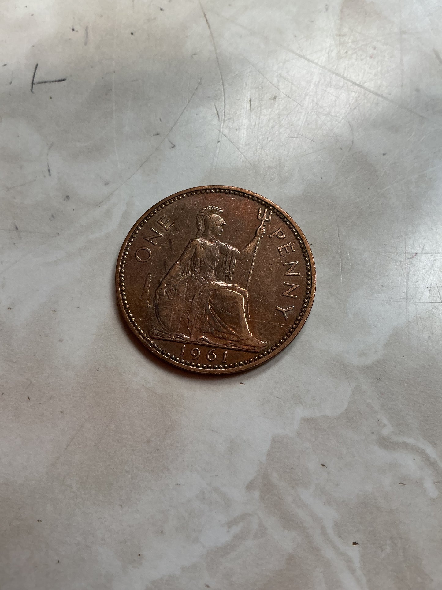 1961 Great Britain Penny Coin, Elizabeth II