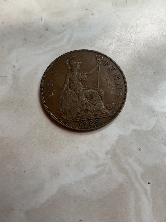 1928 Large  Penny Coin Great Britain From King George V