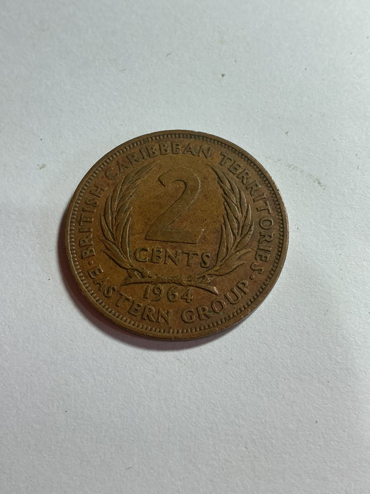 1964 British Caribbean 2 Cents.
