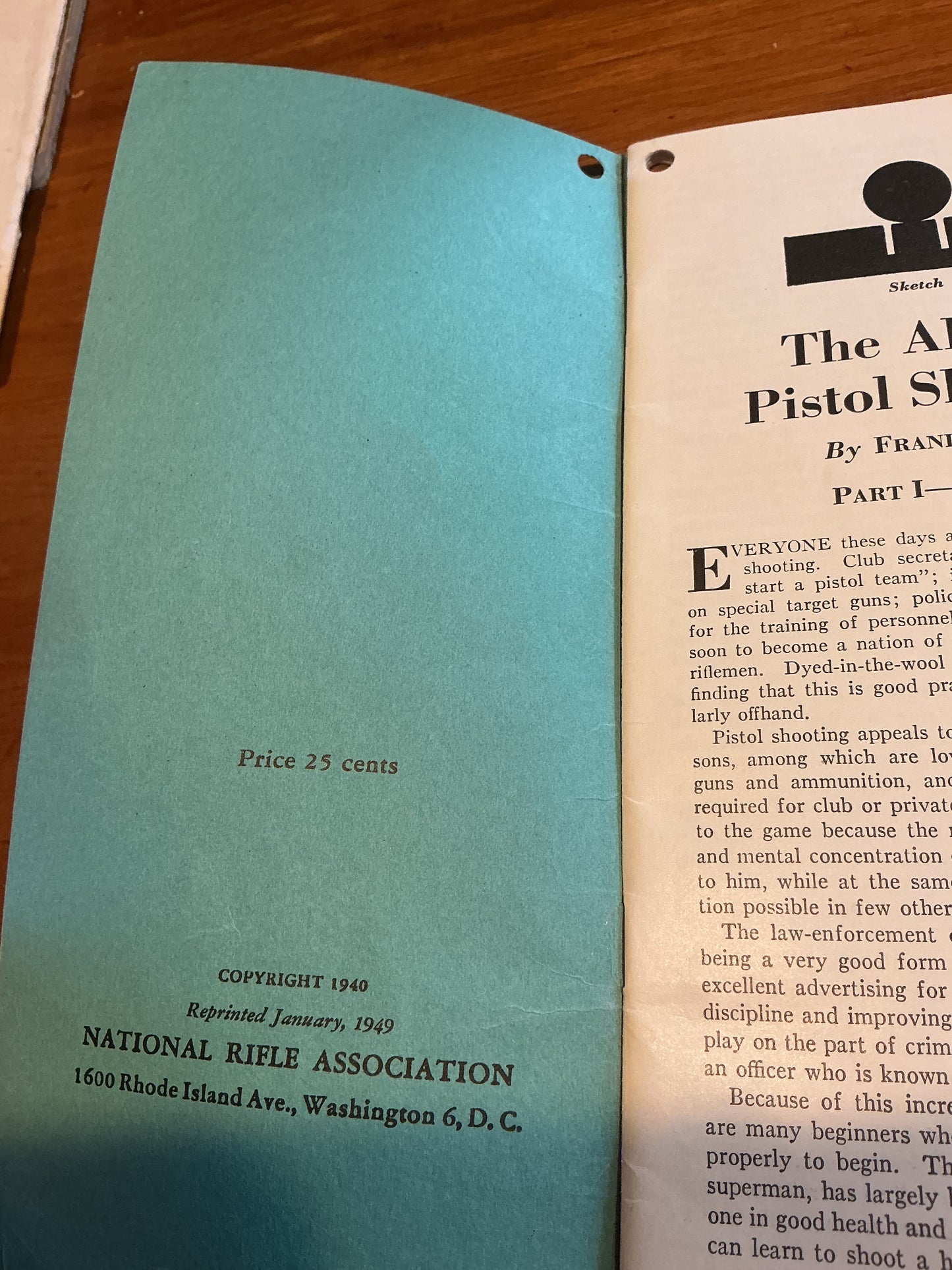 1946 ABC Of Pistol Shooting National Rifle Association NRA Bulletin 101 Booklet.