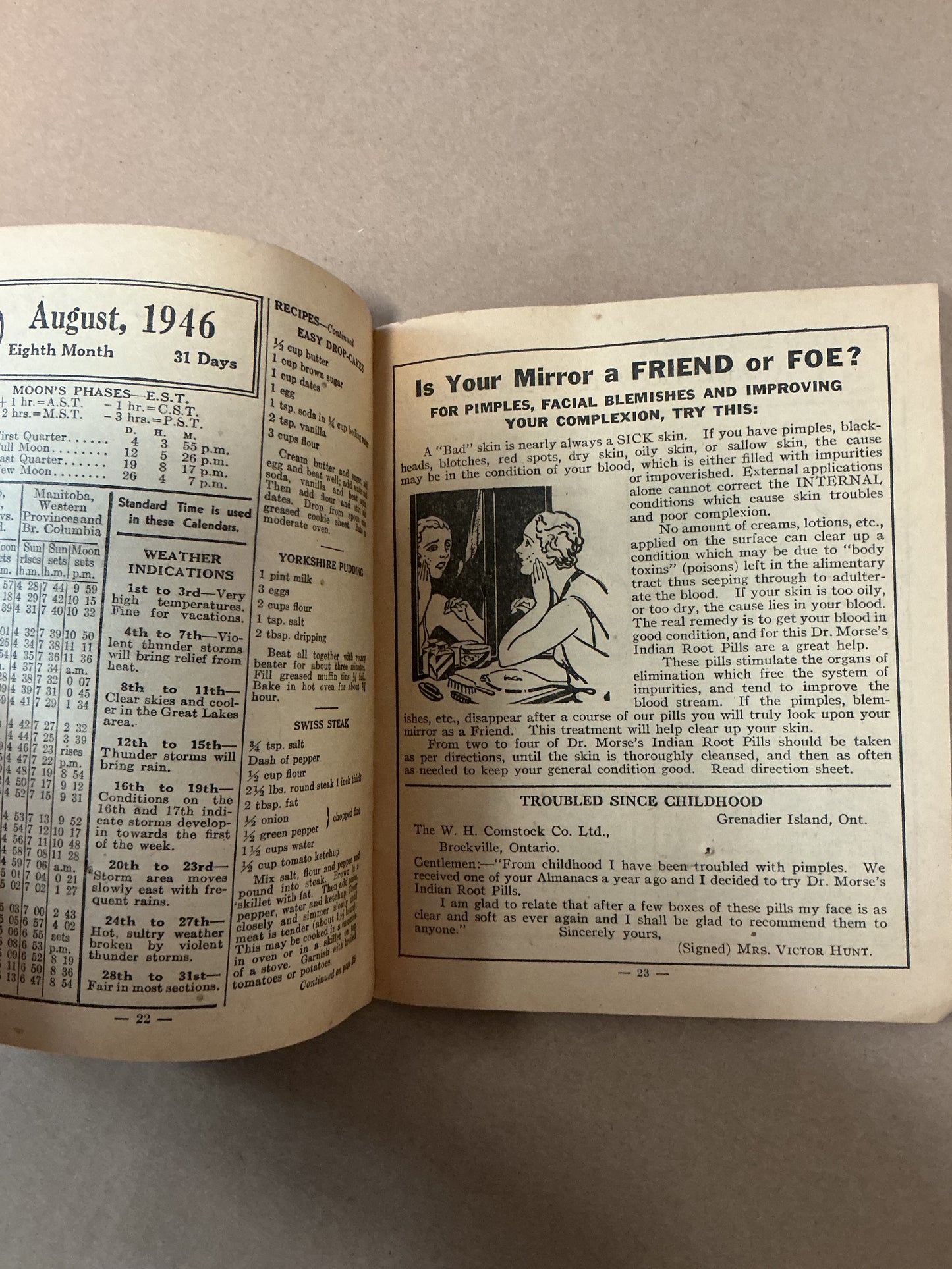 Dr. Morse’s Indian Root Pills 1946 Almanac Booklet