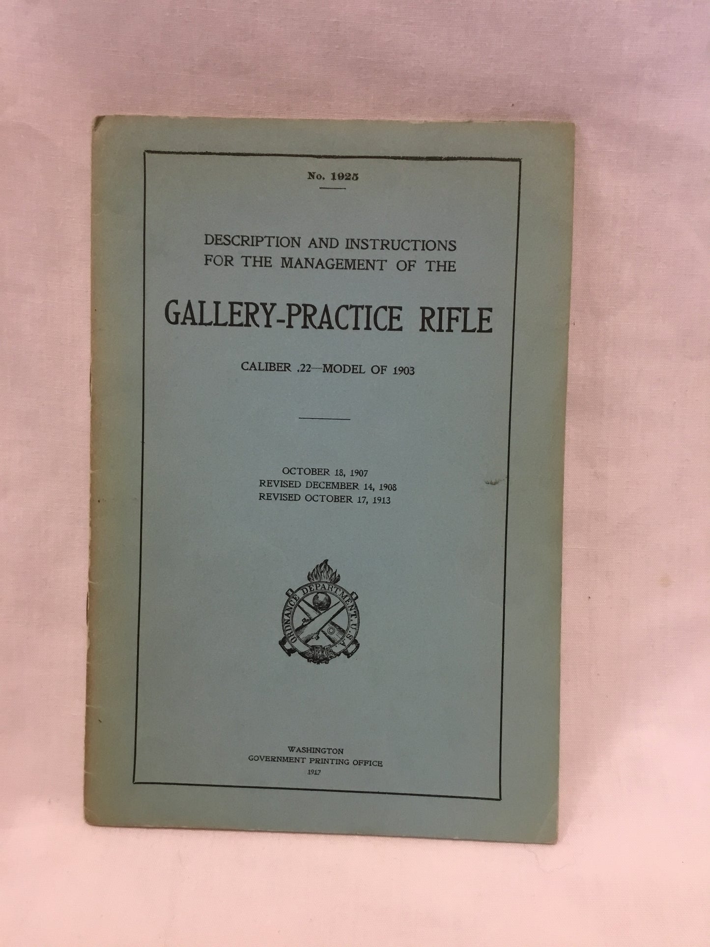 Gallery Practice Rifle Caliber .22 Model  1903  Booklet Manual