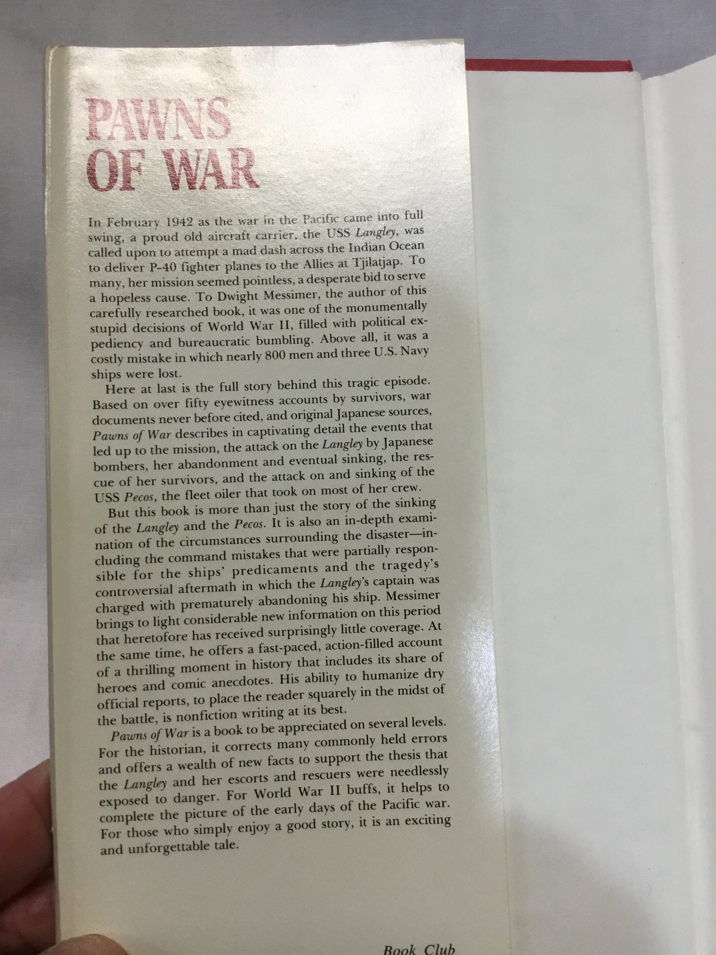 Pawns of War: The Loss of the Uss Langley and the Uss Pecos Hardcover – March 1 1983