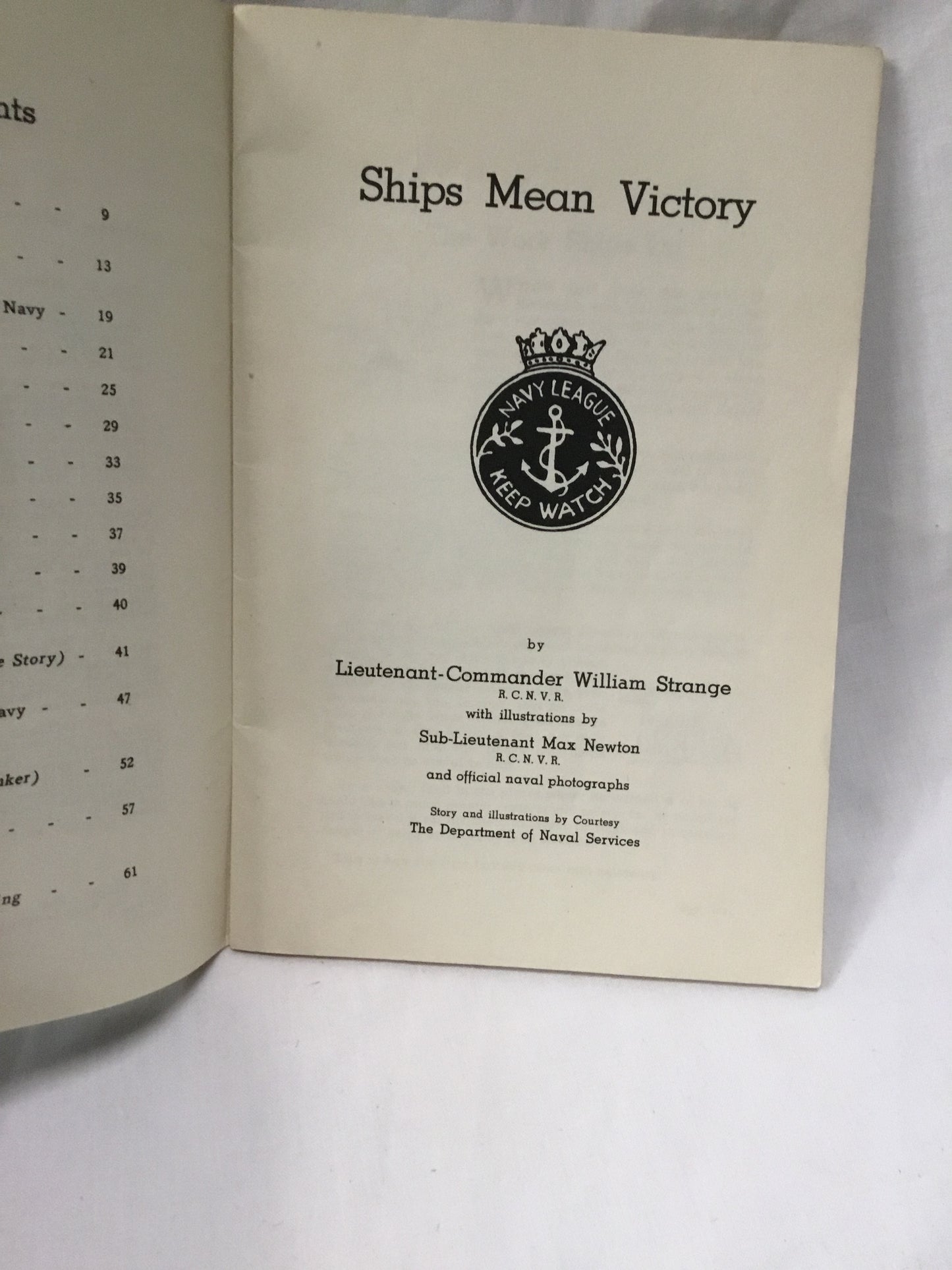 Ships Mean Victory , Booklet The Navy League of Canada 1942