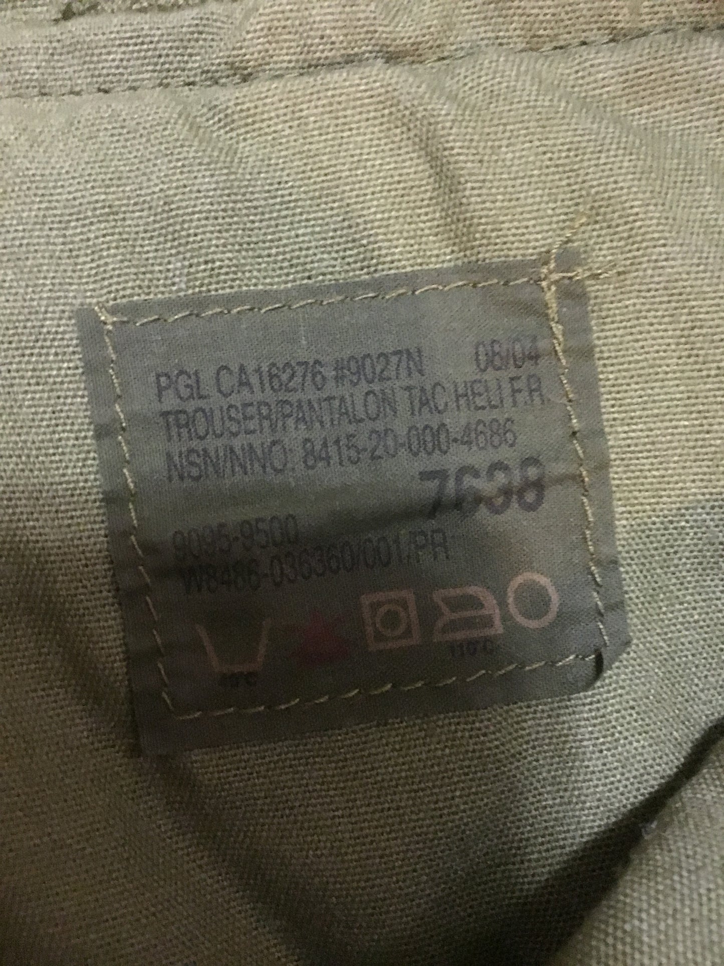 Canadian forces Helicopter Crew Pants, Military Size is ;76/38