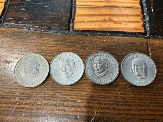 Lot of 4 Medallions Prime ministers of canada 1867-1970