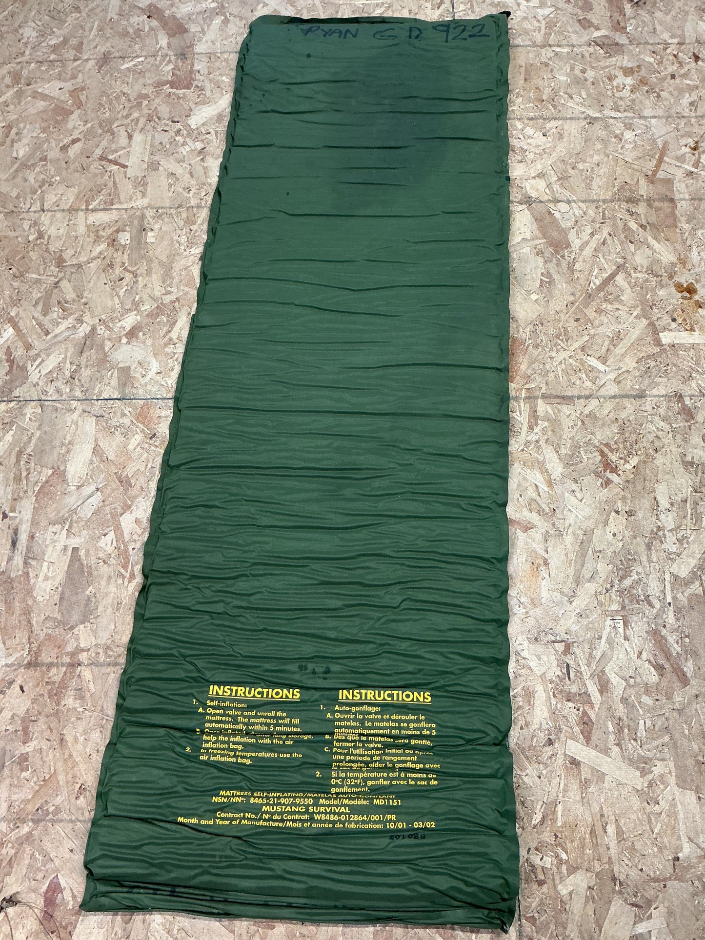 Military Self inflating Air-mattress Green Type