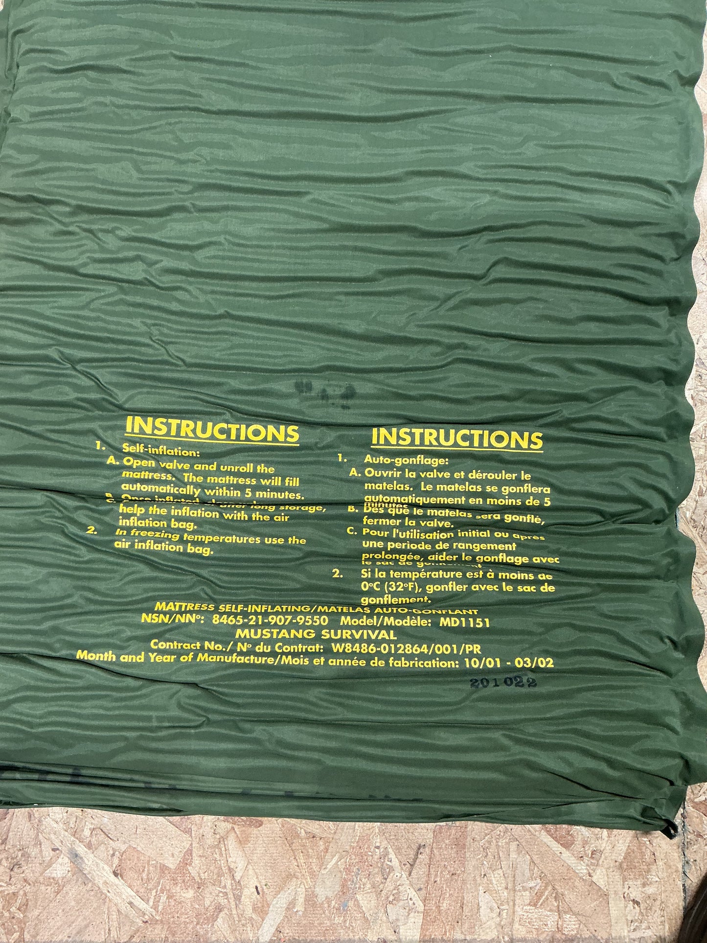 Military Self inflating Air-mattress Green Type