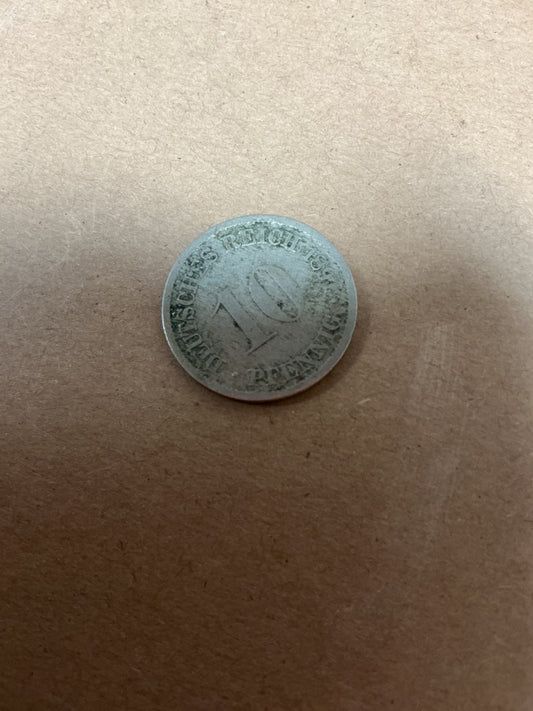 Germany 10 pfennig, 1891 In Circulated Condition