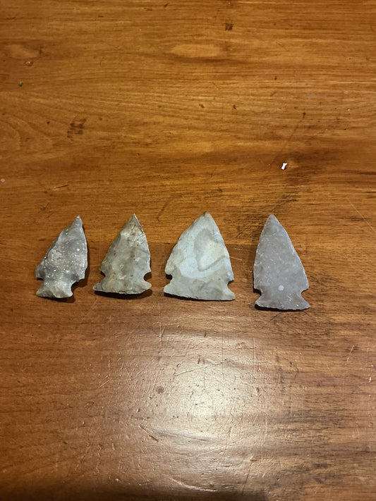 Lot of 4 Stone Arrow Heads . Great for collecting or crafts