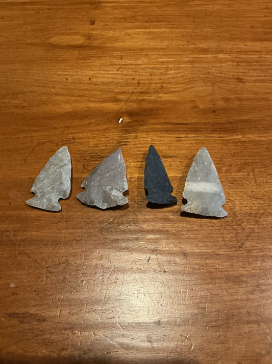 Lot of 4 Stone Arrow Heads . Great for collecting or crafts
