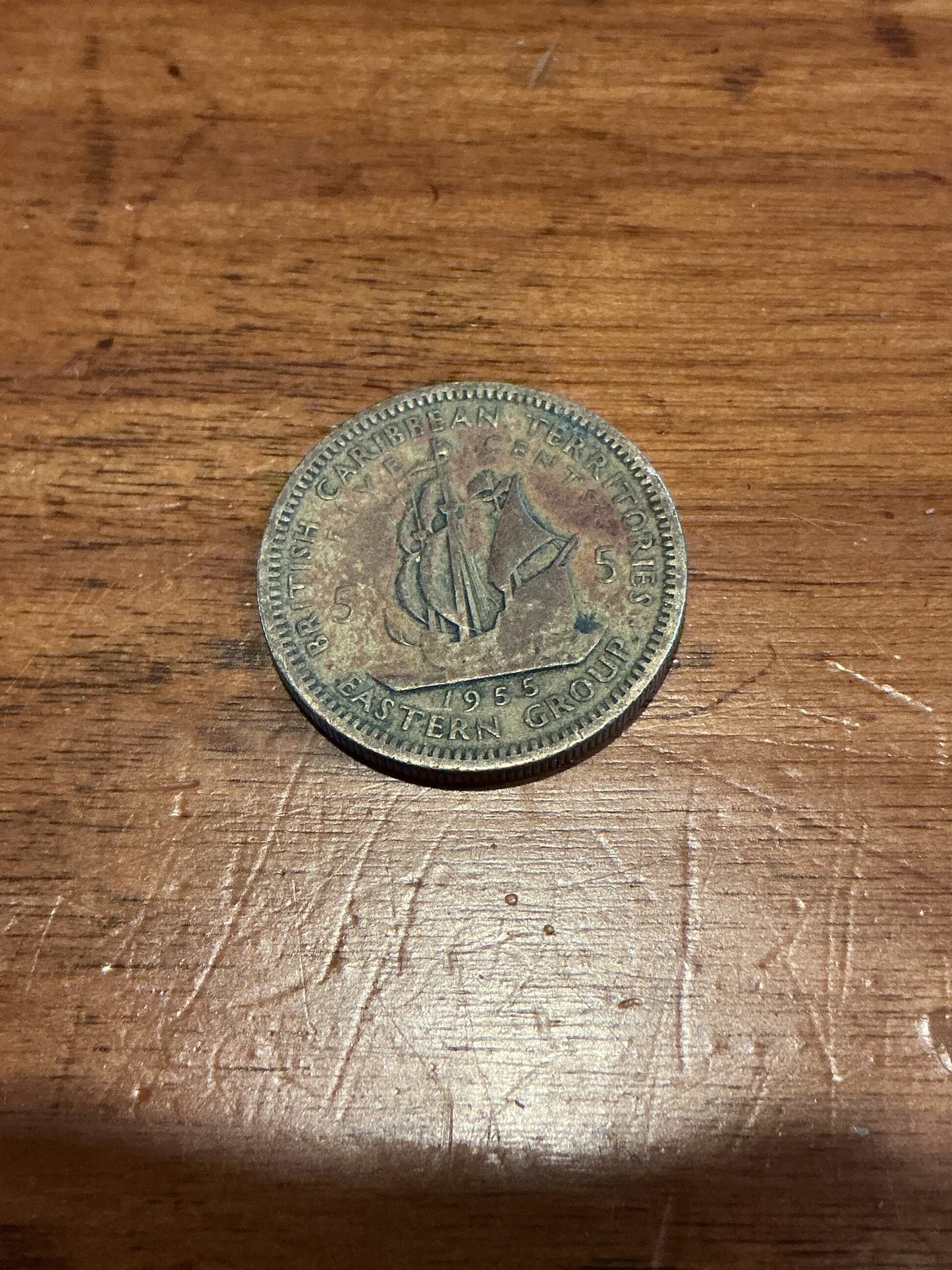 1955 British Caribbean Territory Eastern Group 5 Cent Coin