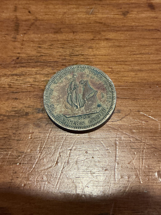 1955 British Caribbean Territory Eastern Group 5 Cent Coin