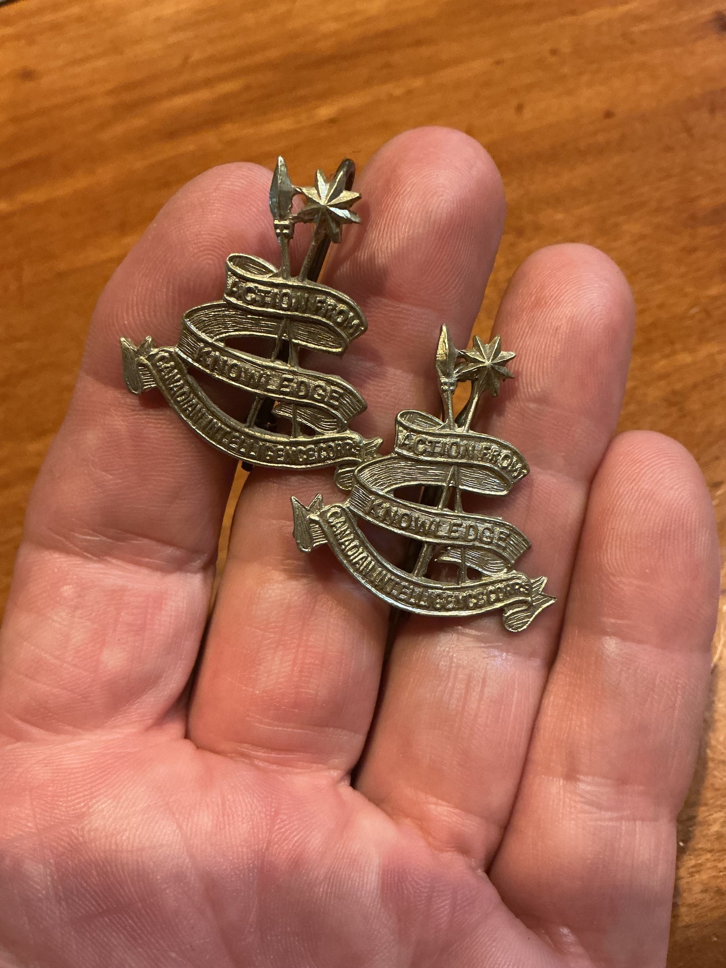 Early Pair of Canadian Intelligence Corps collar badges.