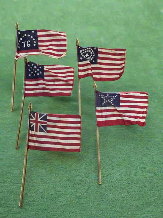 Lot of 5 Vintage vintage patriotic  Parade  American flags
