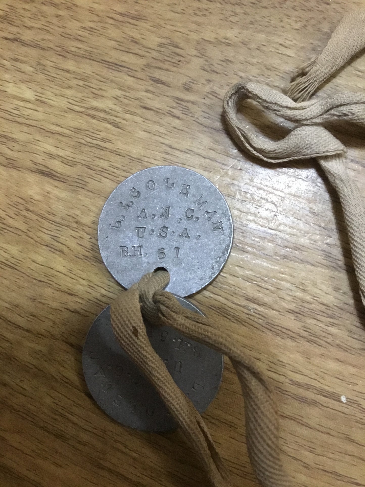 WW1  Pair U.S. Dogs Tags  L.E. COLEMAN