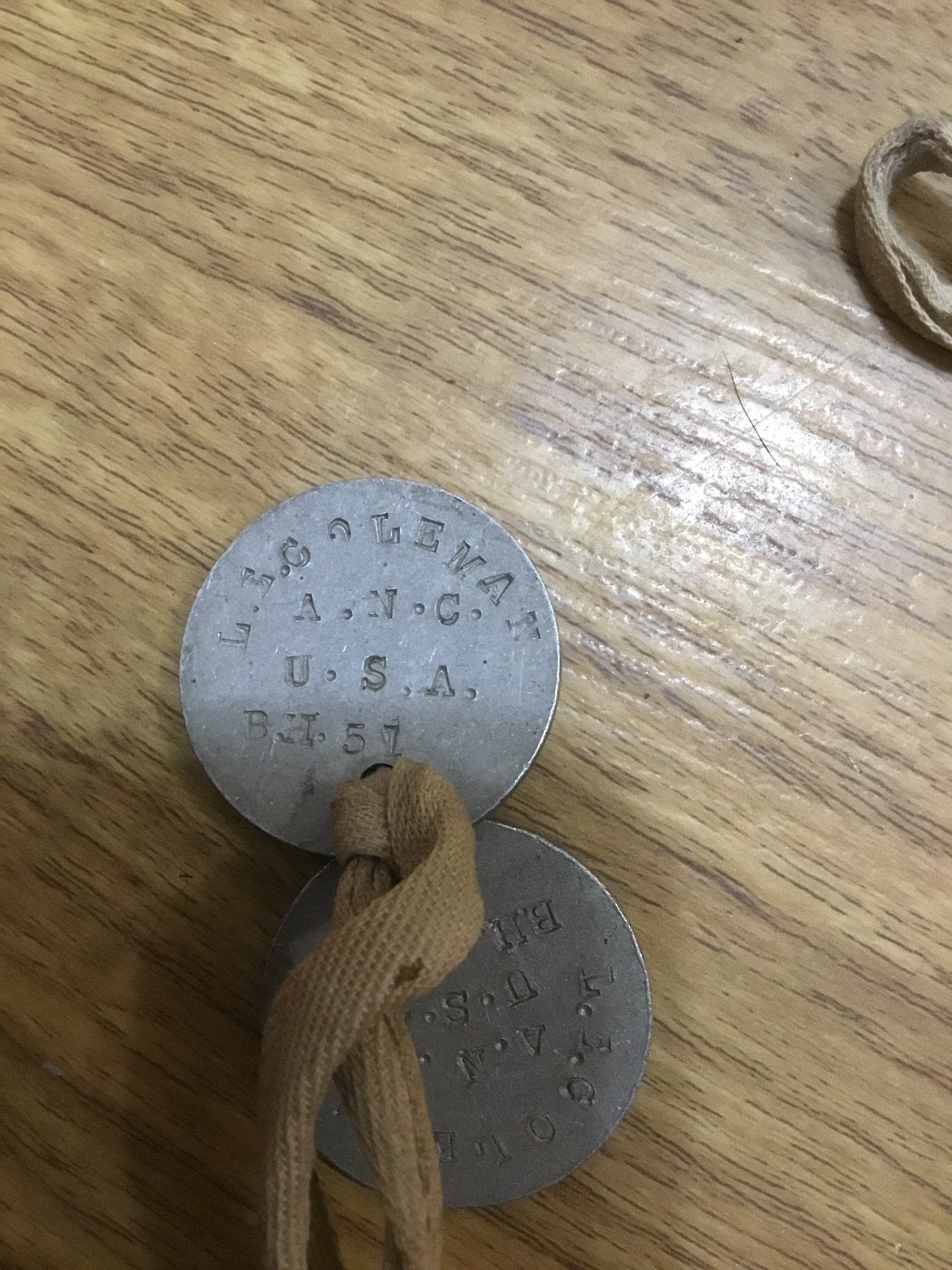 WW1  Pair U.S. Dogs Tags  L.E. COLEMAN