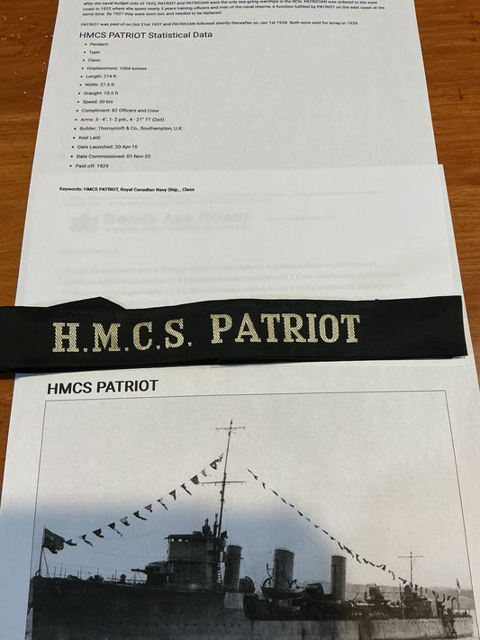 CANADIAN NAVY HAT TALLY ( HMCS PATROIT )