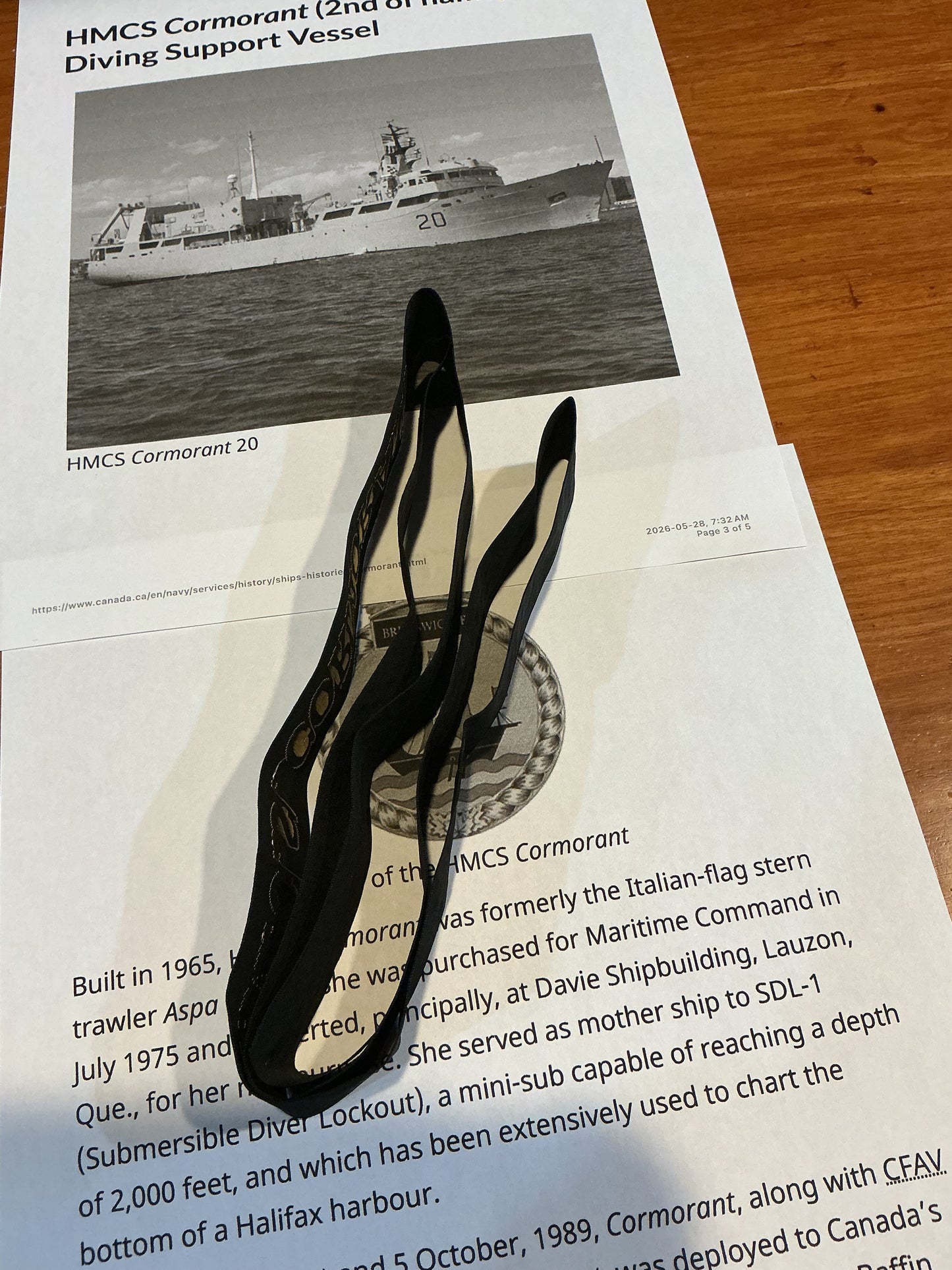 CANADIAN NAVY HAT TALLY ( HMCS CORMORANT