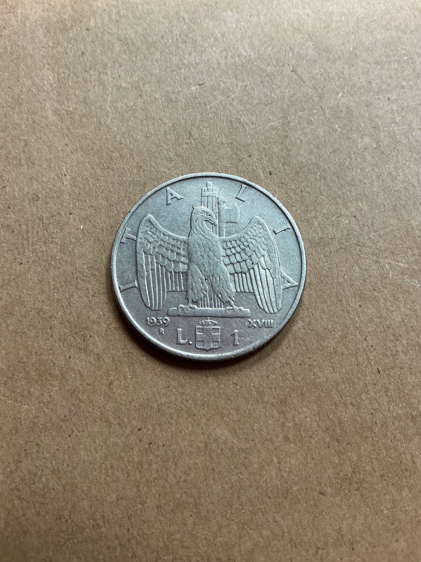 1939 Italian 1 Lira coin
