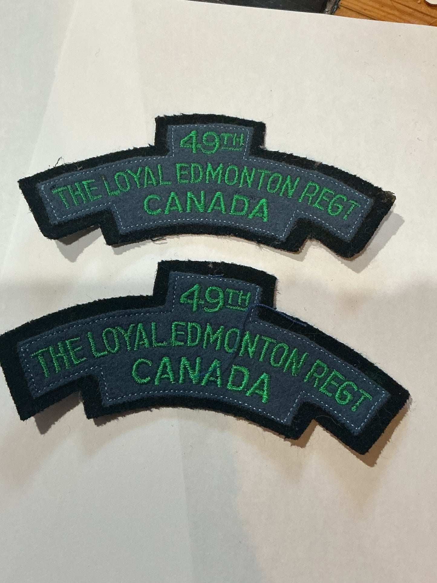 Pair Canadian 49th Edmonton Regiment Shoulder Flashes