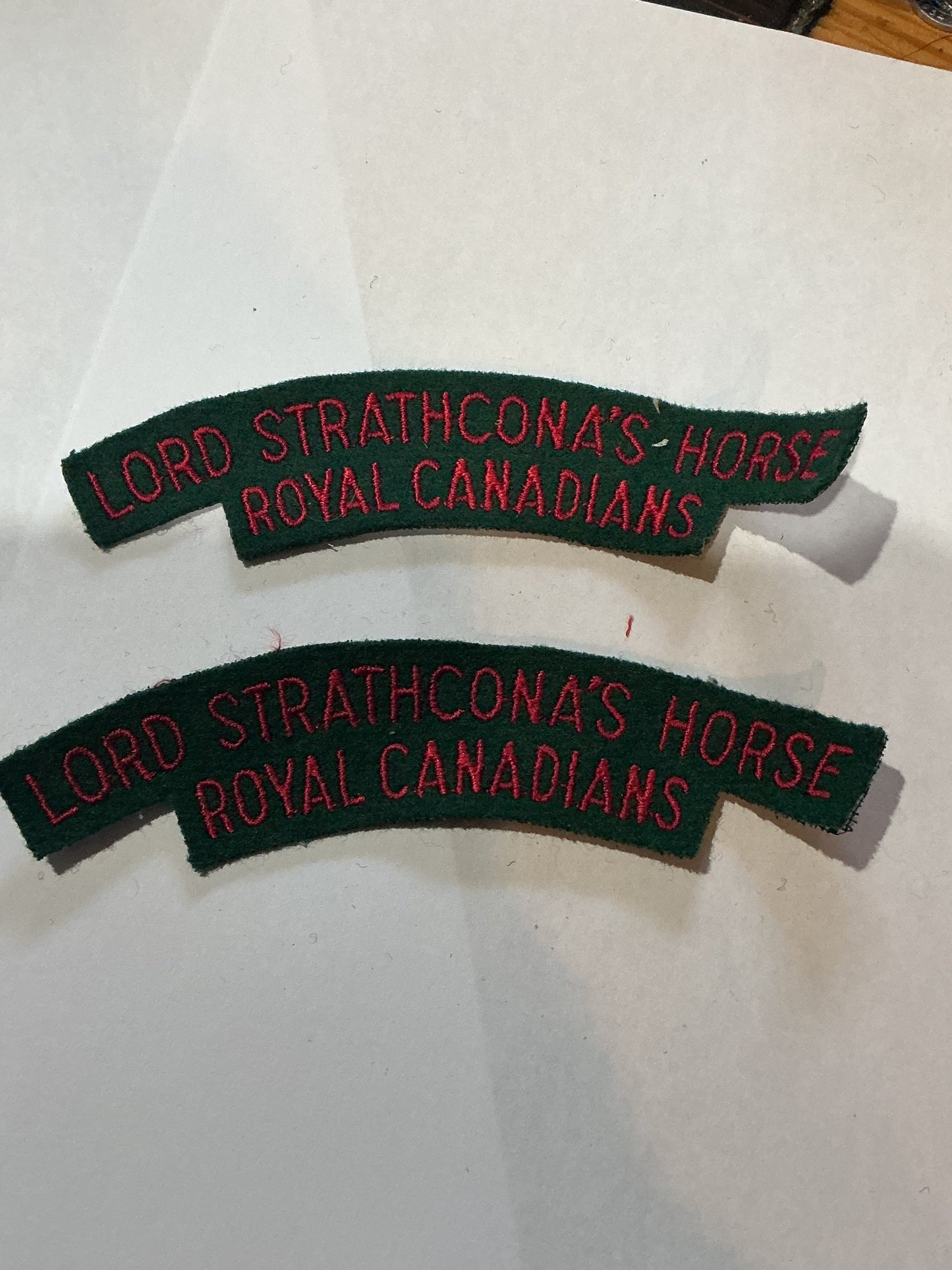 Pair of Shoulder Flashes Lord STRATHCONA’S Horse Royal Canadians