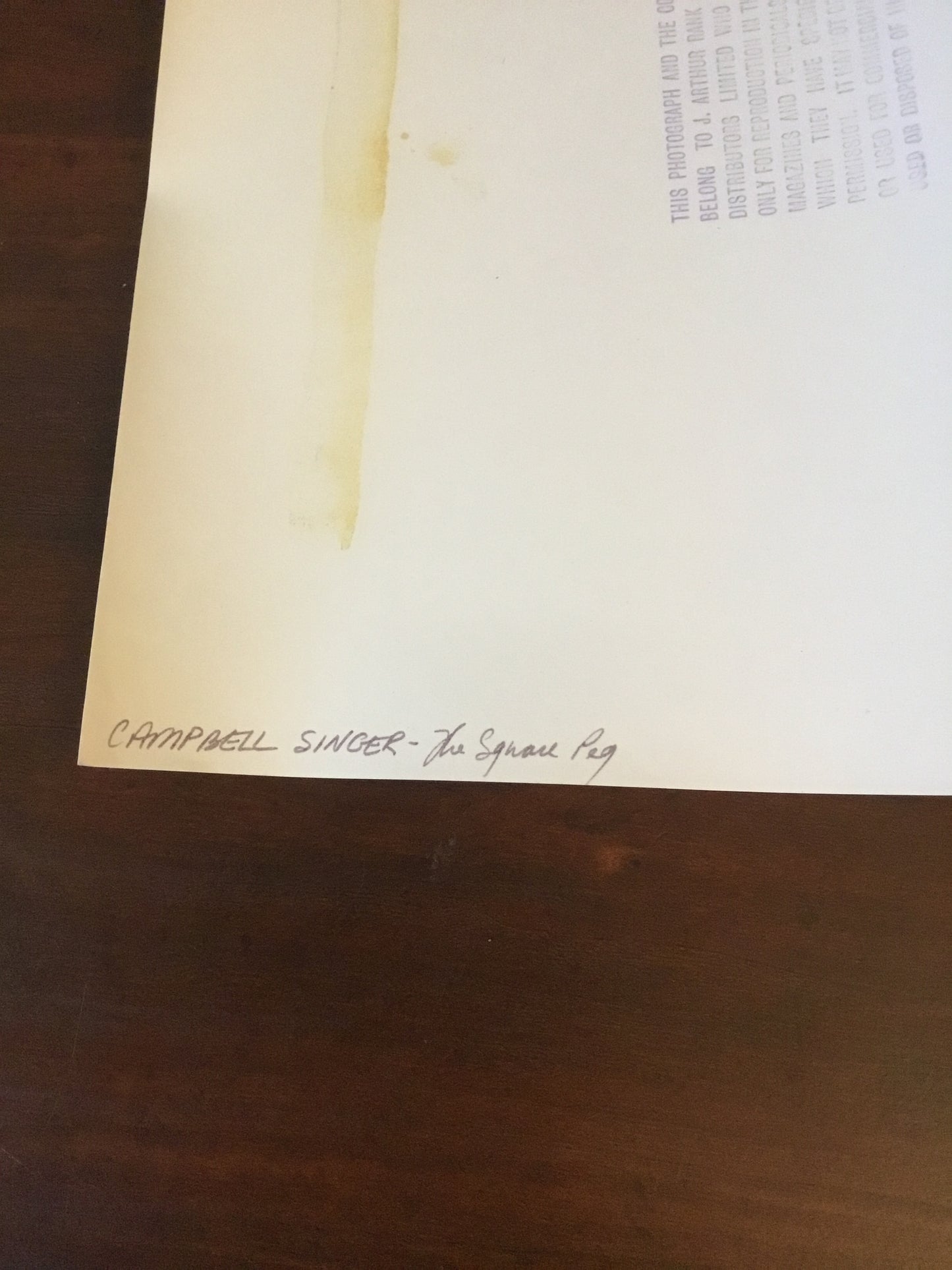 The Square Peg Movie Press Photo  Campbell Singer 9 x4 inches