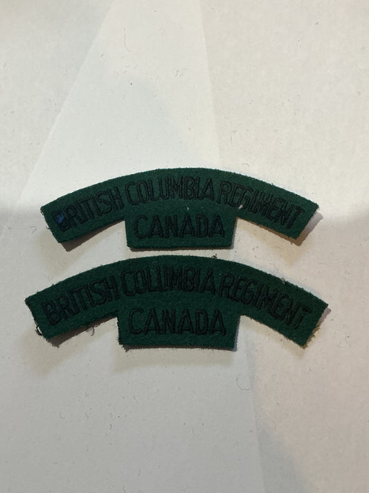CANADIAN BRITISH COLUMBIA REGIMENT CANADA CLOTH TITLES