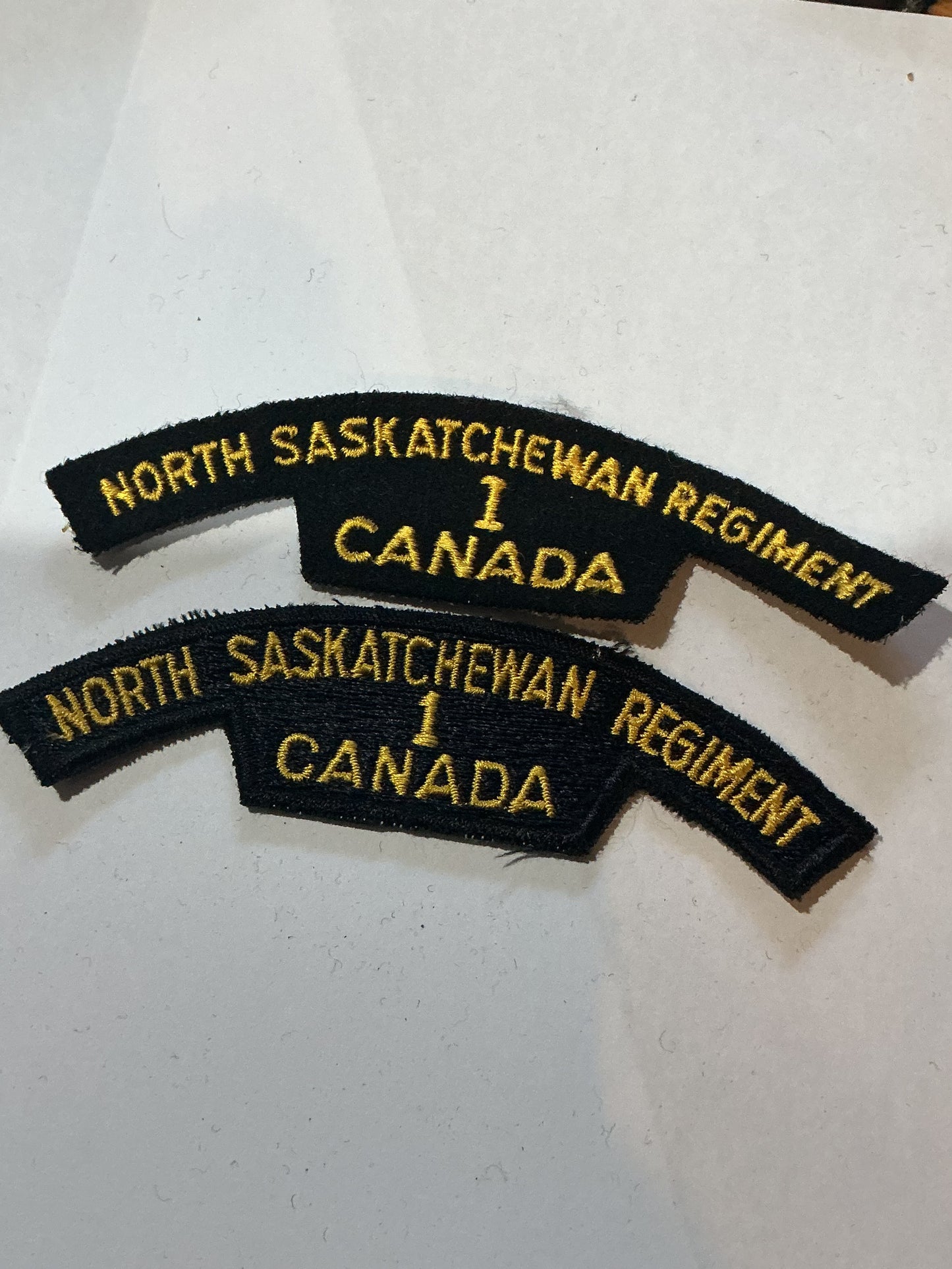 1st Battalion North Saskatchewan Regiment Pair of Post-WWII Shoulder Flashes