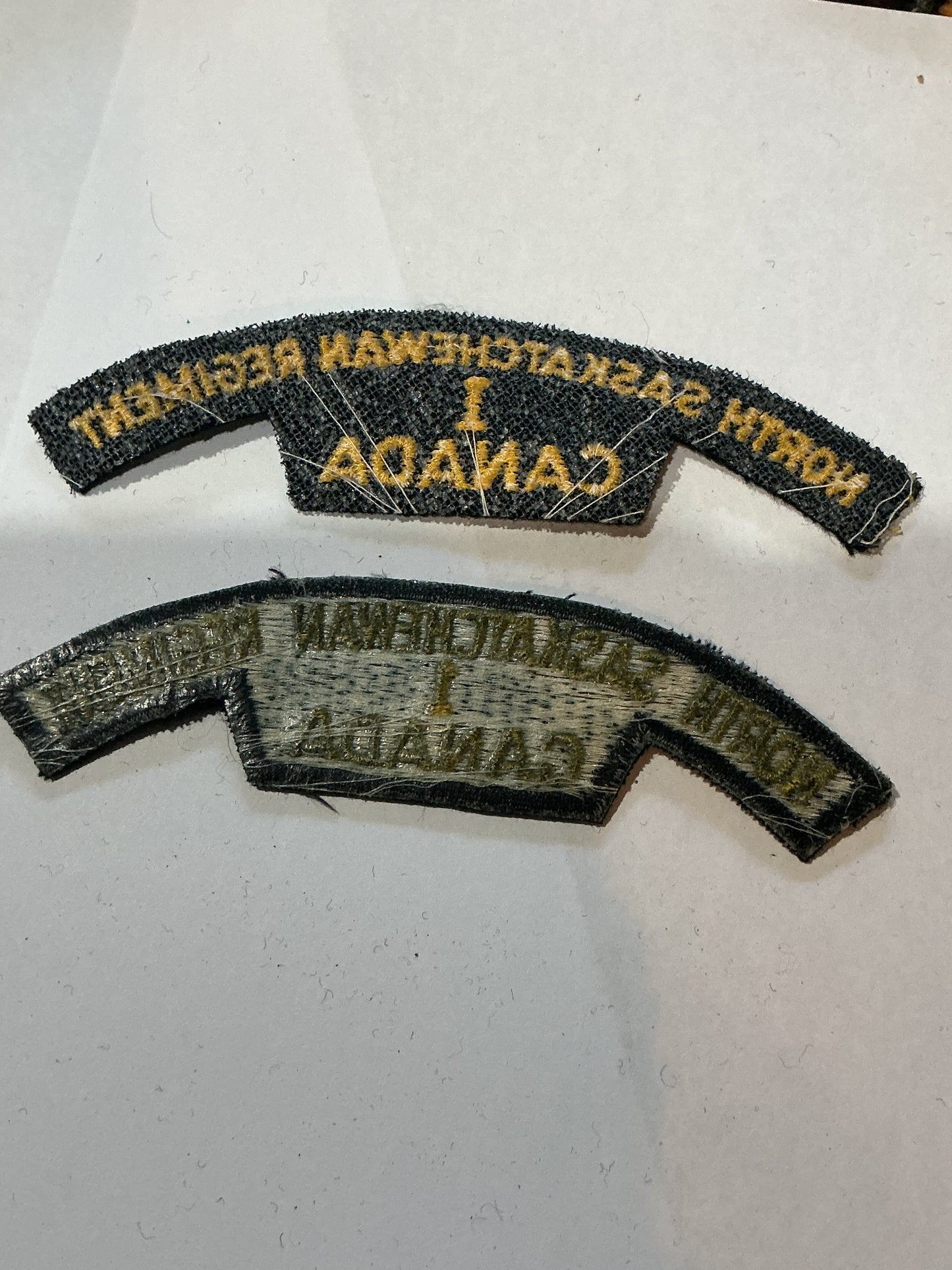 1st Battalion North Saskatchewan Regiment Pair of Post-WWII Shoulder Flashes